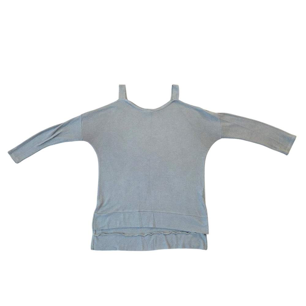 Ee:some Women Sage Green Waffle Knit Cold‎ Shoulder Top Size M - Picture 2 of 10